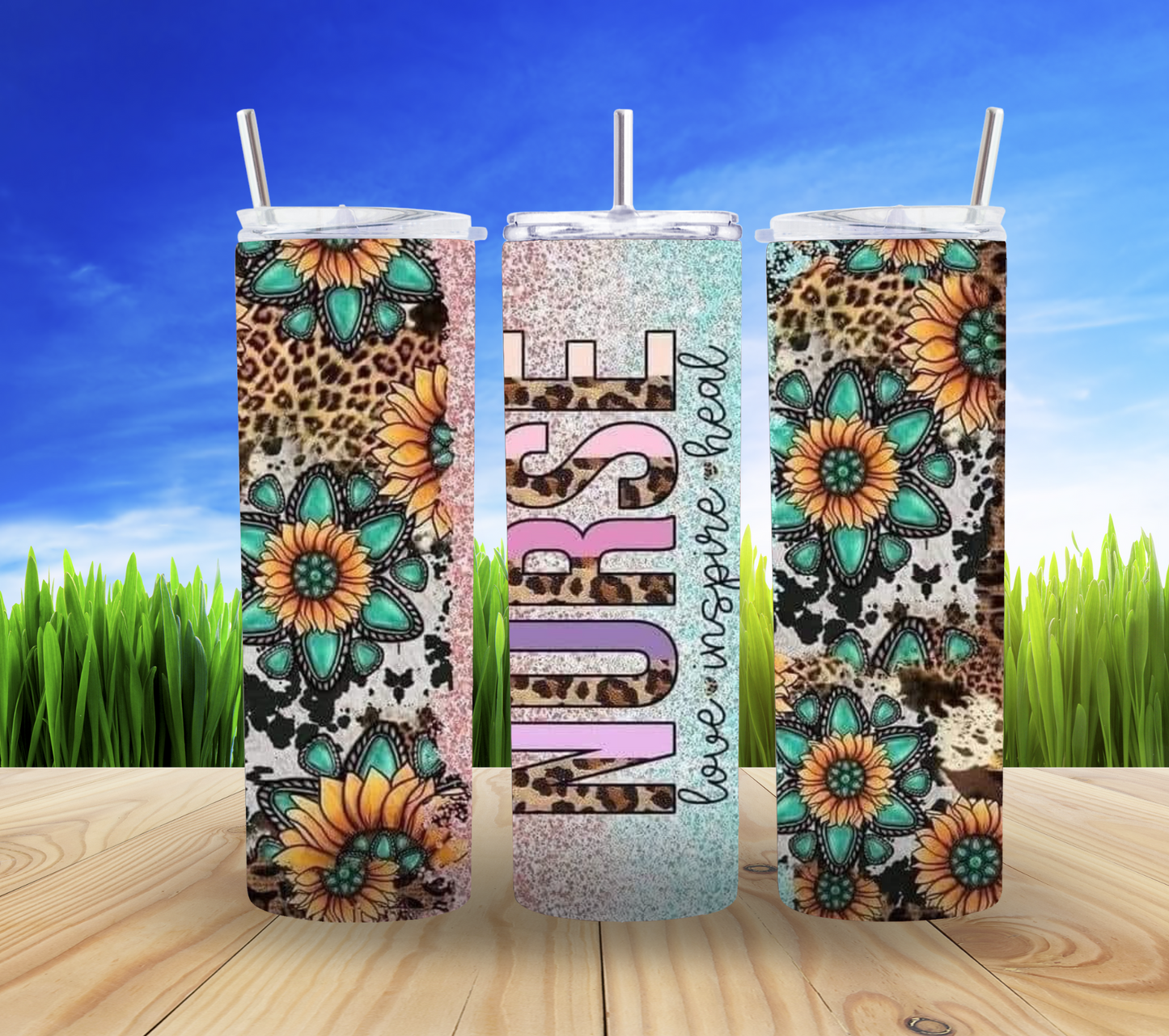 ๐ธ๐ Nurse with Flowers 20oz Tumbler ๐ผโจ