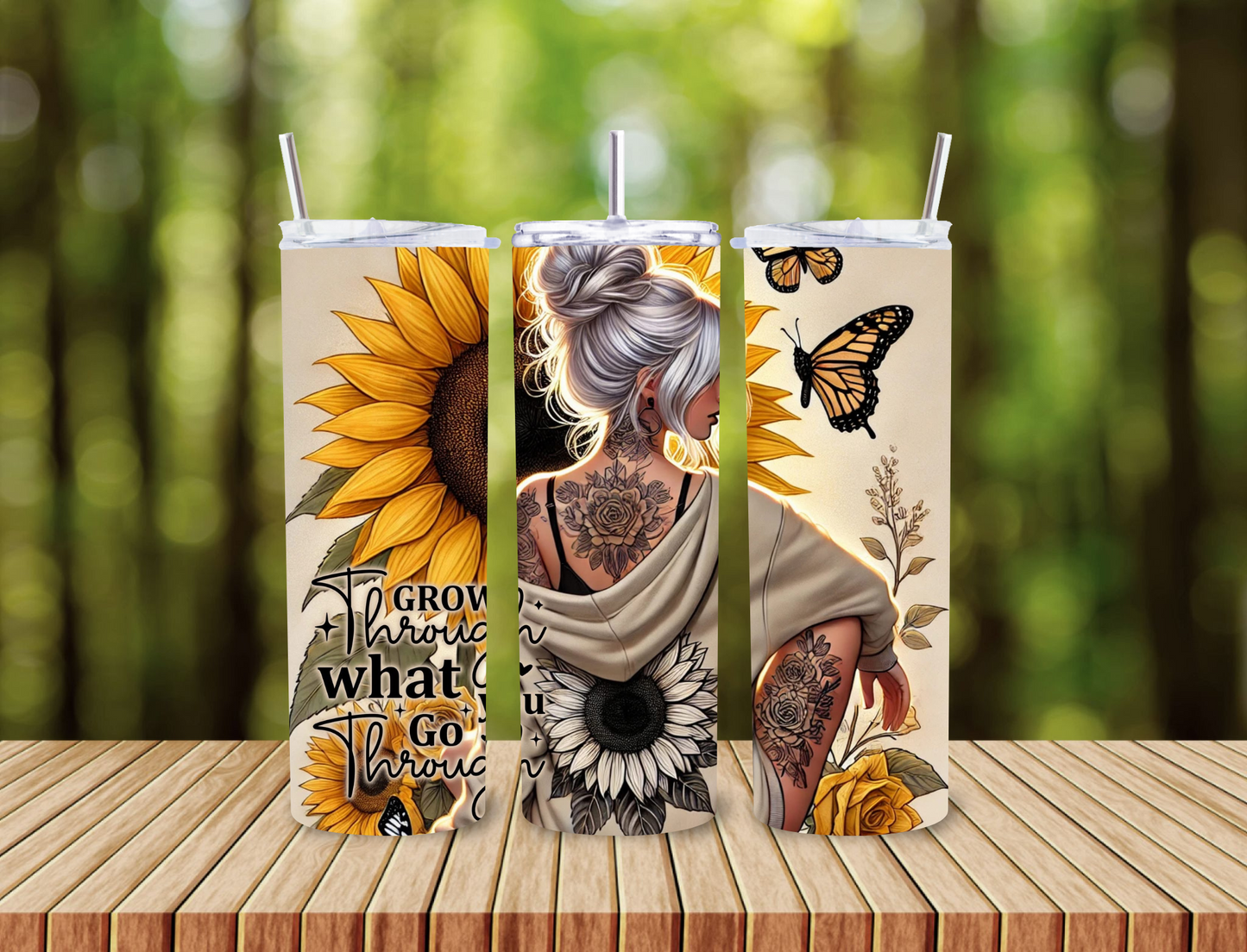 🌿 Grow Through What You Go Through – Inspirational Tumbler 🌿