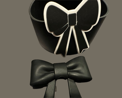 Big Bow Black and White Silicone boot. Cup Accessories. Matching set with Straw Topper