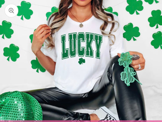 Lucky Shirt  in Varsity Letter Font