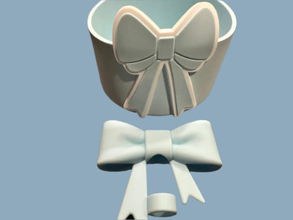 Big Bow Light Blue and White Silicone boot. Cup Accessories. Matching set with Straw Topper (Copy)
