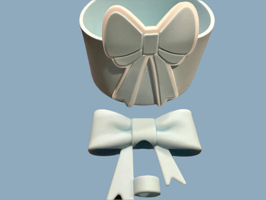 Big Bow Light Blue and White Silicone boot. Cup Accessories. Matching set with Straw Topper (Copy)