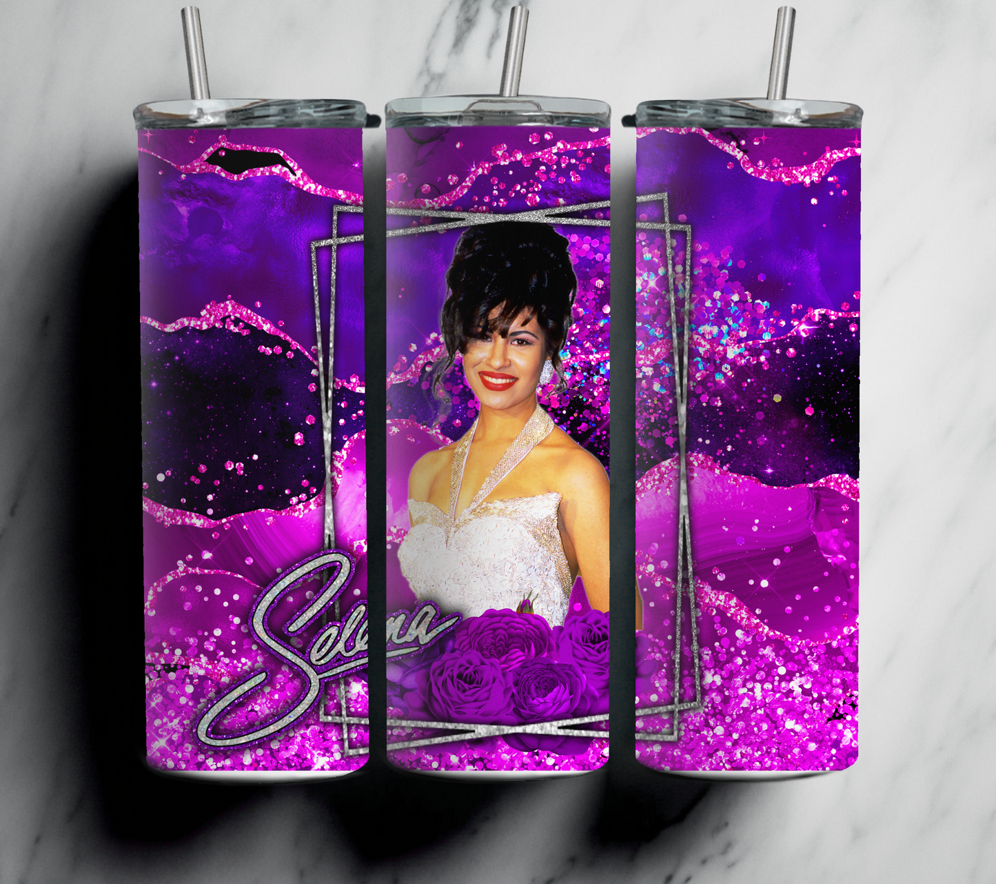 Inspired Selena Glitter 20 oz tumbler With Straw