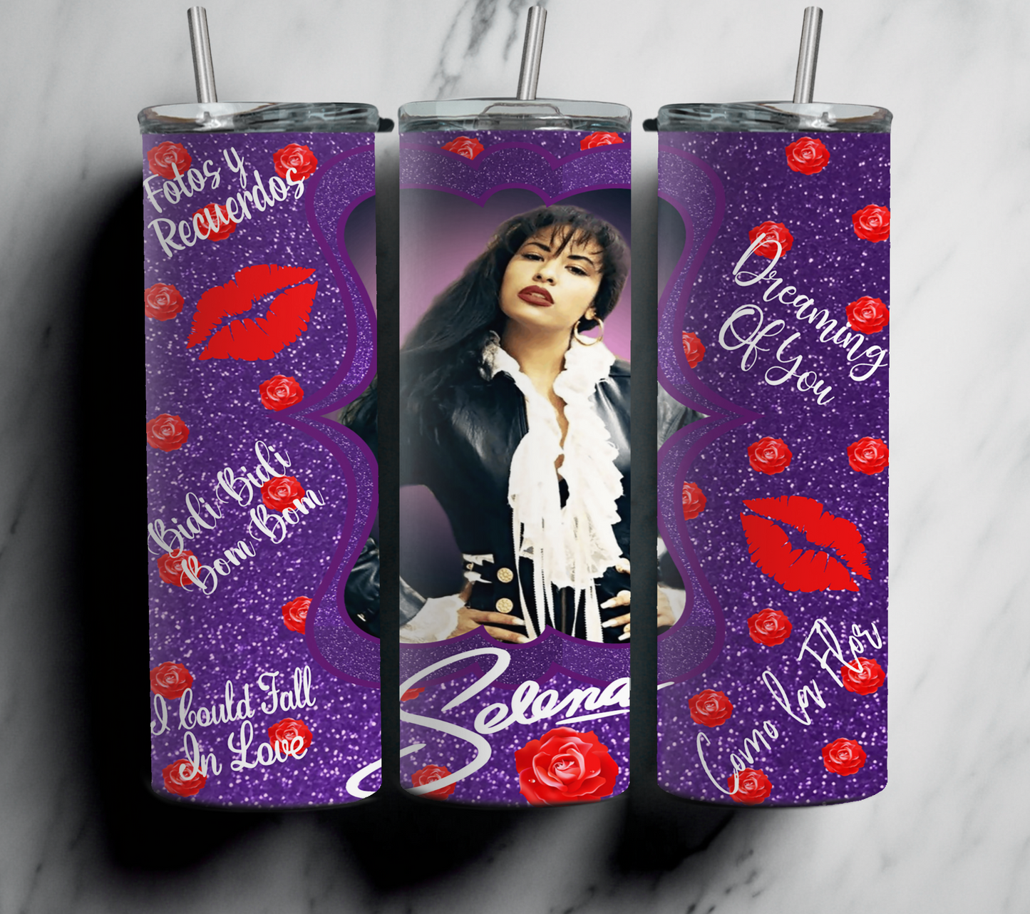 Selena Purple 20 oz tumbler With Straw