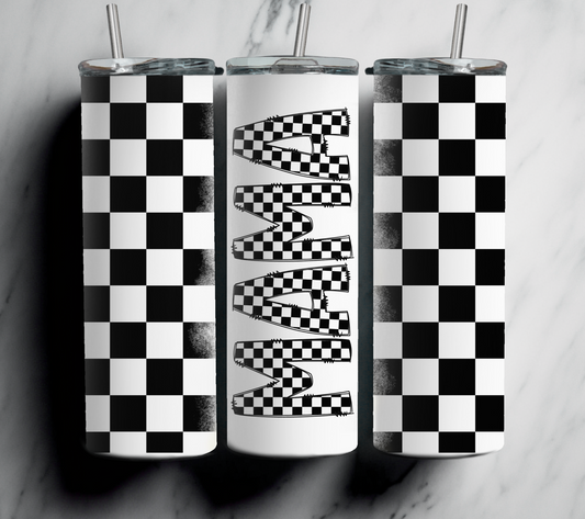 MAMA Checkered Retro   20 oz Stainless Steel Tumbler