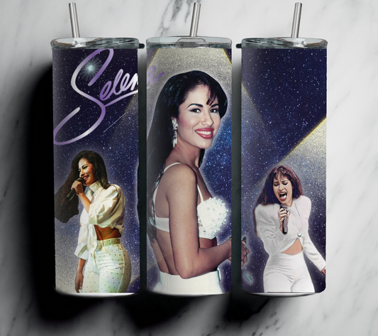 Inspired Selena White 20 oz tumbler With Straw