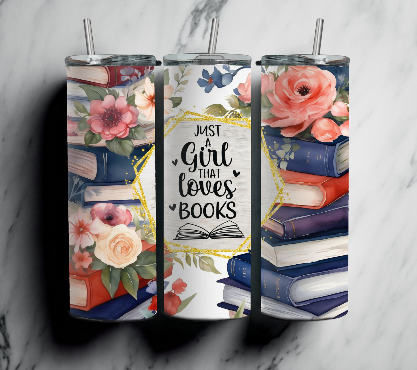 Girl Who Loves Books 20 oz Tumbler