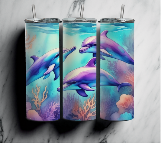 Dolphins Swimming 20oz Stainless Steel Tumbler