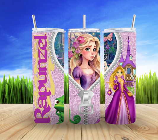 👑✨ "Princess Rapunzel Zipper" 20oz Tumbler – Sip in Royal Style! 🥤💖