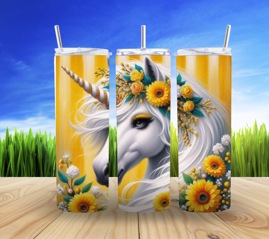 Yellow Magical Unicorn 20oz Tumbler