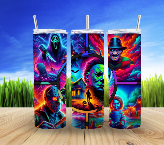 👻🖤 Horror Friends with vibrant colors20oz Tumbler 🎃✨