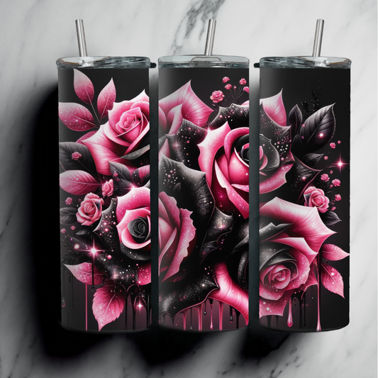 Black and Pink Roses 20oz Tumbler