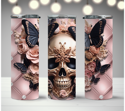 Sugar Skull with Butterflies 20 oz tumbler