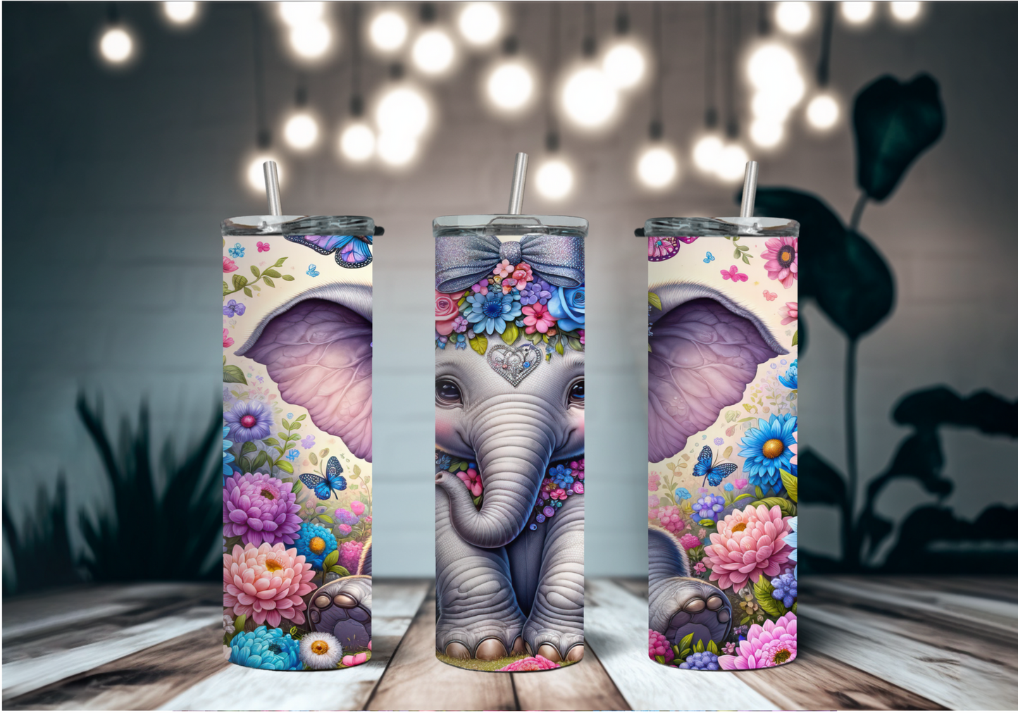 Spring Elephant 20 oz Stainless Steel Tumbler