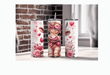 CUTE PINK HIGHLAND COW|| Sublimation Tumbler || Stainless Tumbler