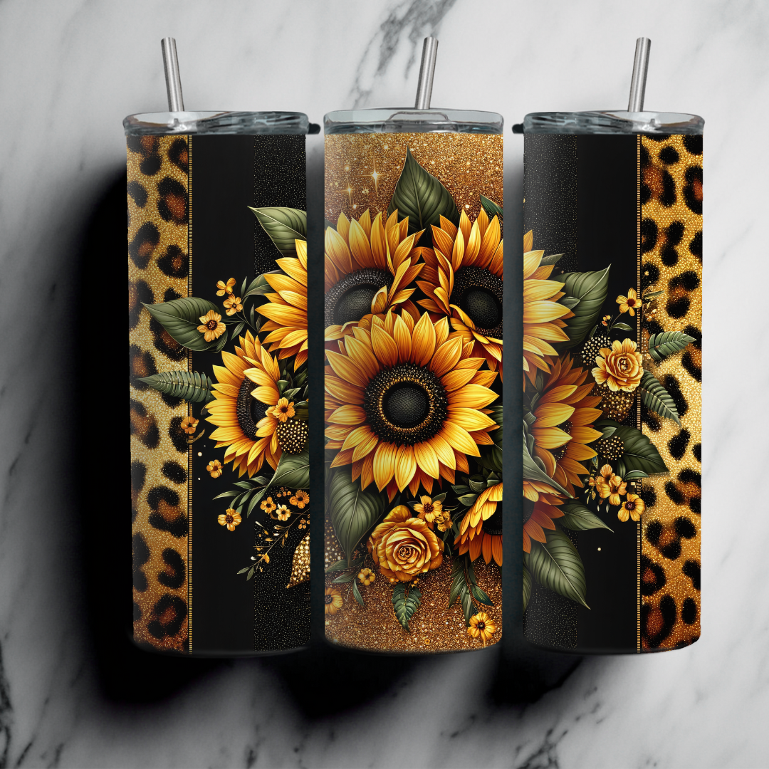 Sunflower with Leopard Print 20 oz Tumbler